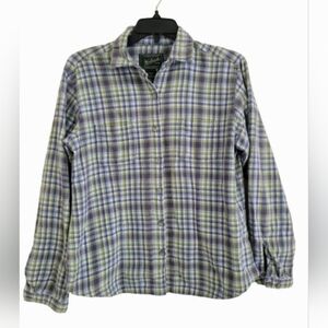 Woolrich Plaid Button-Up Flannel Shirt Women's Size Medium Cotton